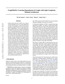 GraphMinNet: Learning Dependencies in Graphs with Light Complexity Minimal Architecture