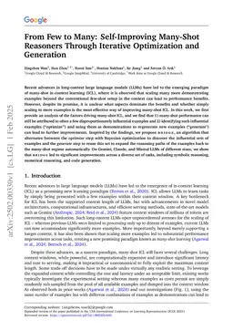 From Few to Many: Self-Improving Many-Shot Reasoners Through Iterative Optimization and Generation