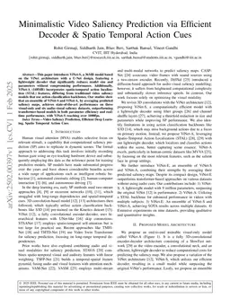 Minimalistic Video Saliency Prediction via Efficient Decoder & Spatio Temporal Action Cues