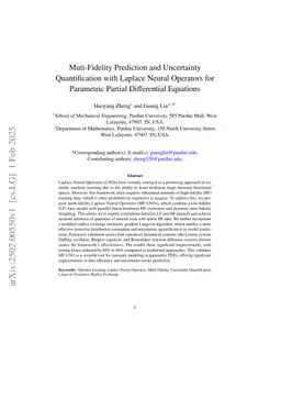 Muti-Fidelity Prediction and Uncertainty Quantification with Laplace Neural Operators for Parametric Partial Differential Equations