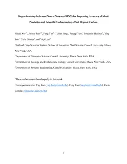 Biogeochemistry-Informed Neural Network (BINN) for Improving Accuracy of Model Prediction and Scientific Understanding of Soil Organic Carbon