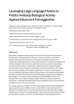 Leveraging Large Language Models to Predict Antibody Biological Activity Against Influenza A Hemagglutinin