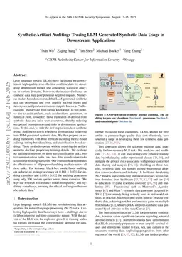 Synthetic Artifact Auditing: Tracing LLM-Generated Synthetic Data Usage in Downstream Applications