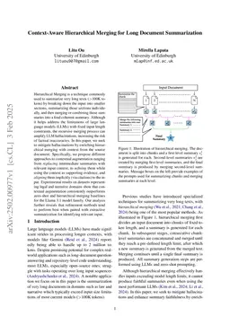 Context-Aware Hierarchical Merging for Long Document Summarization