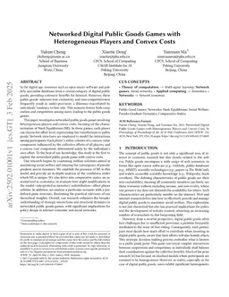 Networked Digital Public Goods Games with Heterogeneous Players and Convex Costs