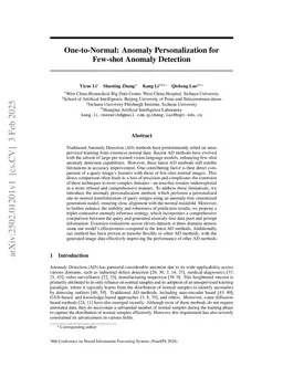 One-to-Normal: Anomaly Personalization for Few-shot Anomaly Detection
