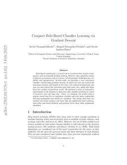 Compact Rule-Based Classifier Learning via Gradient Descent