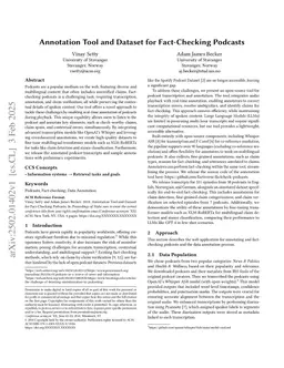 Annotation Tool and Dataset for Fact-Checking Podcasts