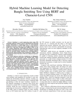 Hybrid Machine Learning Model for Detecting Bangla Smishing Text Using BERT and Character-Level CNN