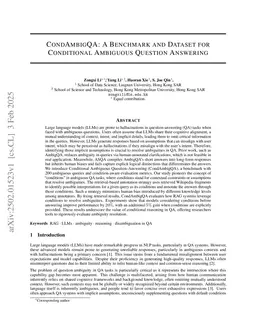 CondAmbigQA: A Benchmark and Dataset for Conditional Ambiguous Question Answering