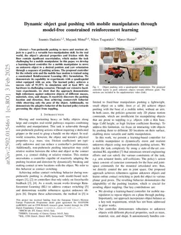 Dynamic object goal pushing with mobile manipulators through model-free constrained reinforcement learning