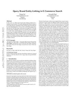 Query Brand Entity Linking in E-Commerce Search