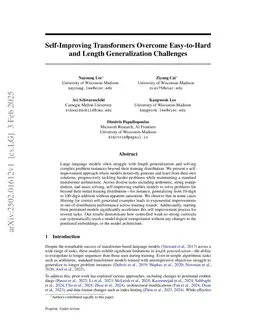 Self-Improving Transformers Overcome Easy-to-Hard and Length Generalization Challenges