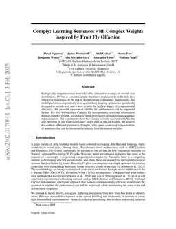 Comply: Learning Sentences with Complex Weights inspired by Fruit Fly Olfaction