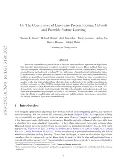 On The Concurrence of Layer-wise Preconditioning Methods and Provable Feature Learning