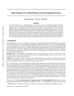Policy Design for Two-sided Platforms with Participation Dynamics