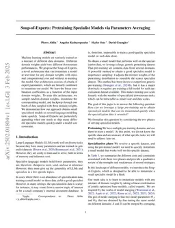 Soup-of-Experts: Pretraining Specialist Models via Parameters Averaging