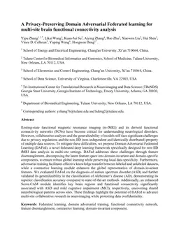 A Privacy-Preserving Domain Adversarial Federated learning for multi-site brain functional connectivity analysis