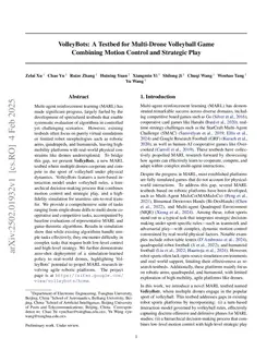 VolleyBots: A Testbed for Multi-Drone Volleyball Game Combining Motion Control and Strategic Play