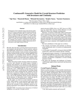 ContinuouSP: Generative Model for Crystal Structure Prediction with Invariance and Continuity