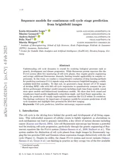 Sequence models for continuous cell cycle stage prediction from brightfield images