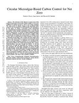 Circular Microalgae-Based Carbon Control for Net Zero