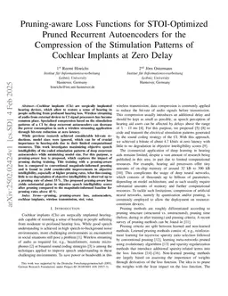 Pruning-aware Loss Functions for STOI-Optimized Pruned Recurrent Autoencoders for the Compression of the Stimulation Patterns of Cochlear Implants at Zero Delay