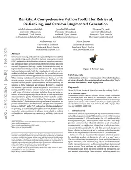 Rankify: A Comprehensive Python Toolkit for Retrieval, Re-Ranking, and Retrieval-Augmented Generation
