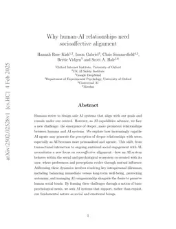 Why human-AI relationships need socioaffective alignment