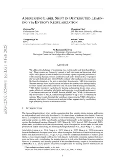 Addressing Label Shift in Distributed Learning via Entropy Regularization