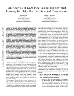 An Analysis of LLM Fine-Tuning and Few-Shot Learning for Flaky Test Detection and Classification