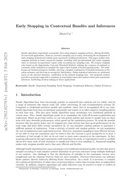 Early Stopping in Contextual Bandits and Inferences