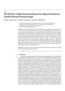 RS-YOLOX: A High Precision Detector for Object Detection in Satellite Remote Sensing Images