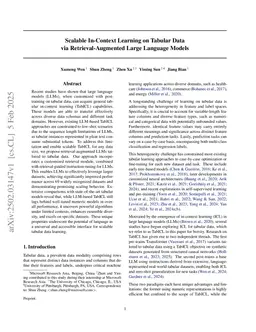 Scalable In-Context Learning on Tabular Data via Retrieval-Augmented Large Language Models
