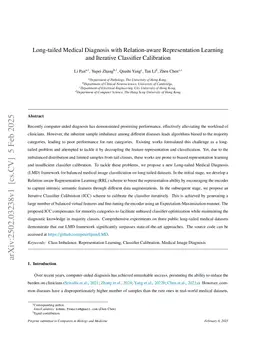 Long-tailed Medical Diagnosis with Relation-aware Representation Learning and Iterative Classifier Calibration