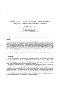 ALPET: Active Few-shot Learning for Citation Worthiness Detection in Low-Resource Wikipedia Languages