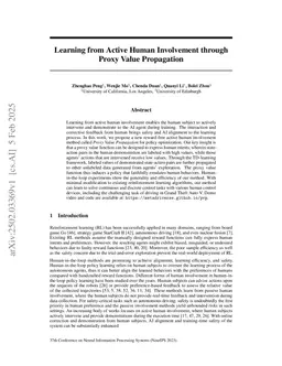 Learning from Active Human Involvement through Proxy Value Propagation