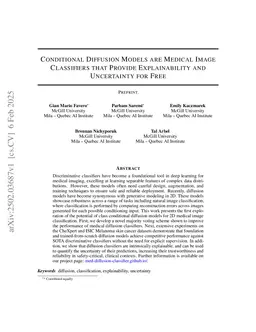 Conditional Diffusion Models are Medical Image Classifiers that Provide Explainability and Uncertainty for Free