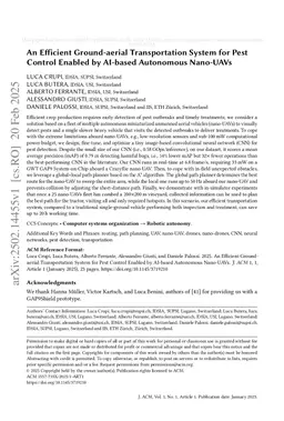 An Efficient Ground-aerial Transportation System for Pest Control Enabled by AI-based Autonomous Nano-UAVs
