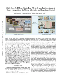 Watch Less, Feel More: Sim-to-Real RL for Generalizable Articulated Object Manipulation via Motion Adaptation and Impedance Control