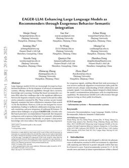 EAGER-LLM: Enhancing Large Language Models as Recommenders through Exogenous Behavior-Semantic Integration
