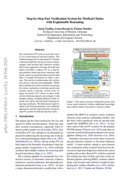 Step-by-Step Fact Verification System for Medical Claims with Explainable Reasoning