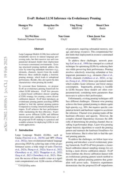 EvoP: Robust LLM Inference via Evolutionary Pruning