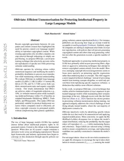 Obliviate: Efficient Unmemorization for Protecting Intellectual Property in Large Language Models