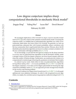 Low degree conjecture implies sharp computational thresholds in stochastic block model