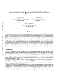 Hardware-Friendly Static Quantization Method for Video Diffusion Transformers