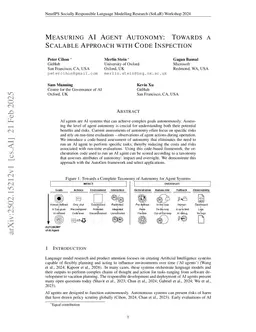 Measuring AI agent autonomy: Towards a scalable approach with code inspection
