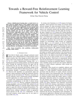 Towards a Reward-Free Reinforcement Learning Framework for Vehicle Control