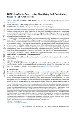 DITING: A Static Analyzer for Identifying Bad Partitioning Issues in TEE Applications