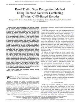 Road Traffic Sign Recognition method using Siamese network Combining Efficient-CNN based Encoder